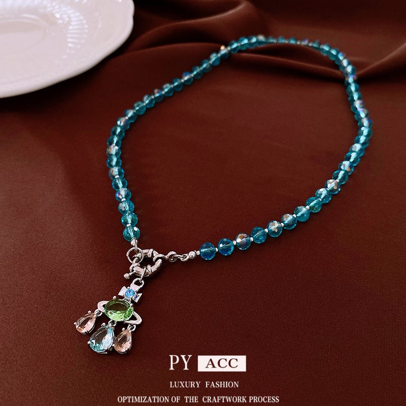 Zircon Saturn Crystal Pendant Necklace Ins Niche High-End Clavicle Chain Fashion Elegant Versatile Jewelry - Image 5